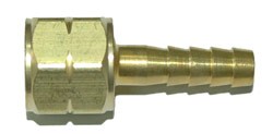 BARBED HOSE NIPPLE WITH NUT - FOR FUEL GAS - 1/4" HOSE
