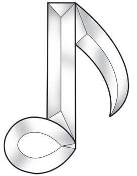 MUSIC NOTE (SINGLE) BEVEL CLUSTER #EC136 by EXQUISITE BEVEL CLUSTERS