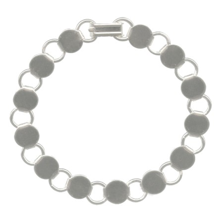 BRACELET with ROUND BLANKS - SILVER PLATED - 6 PACK