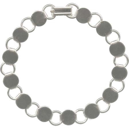 BRACELET with ROUND BLANKS - WHITE/SILVER TONE - 6 PACK