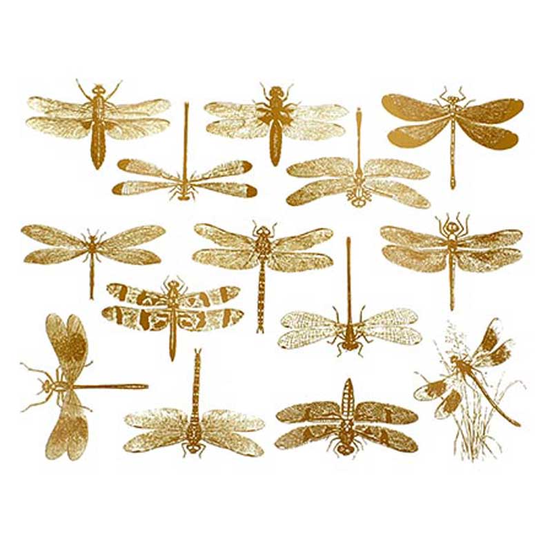 DRAGONFLIES - GOLD FUSIBLE DECALS
