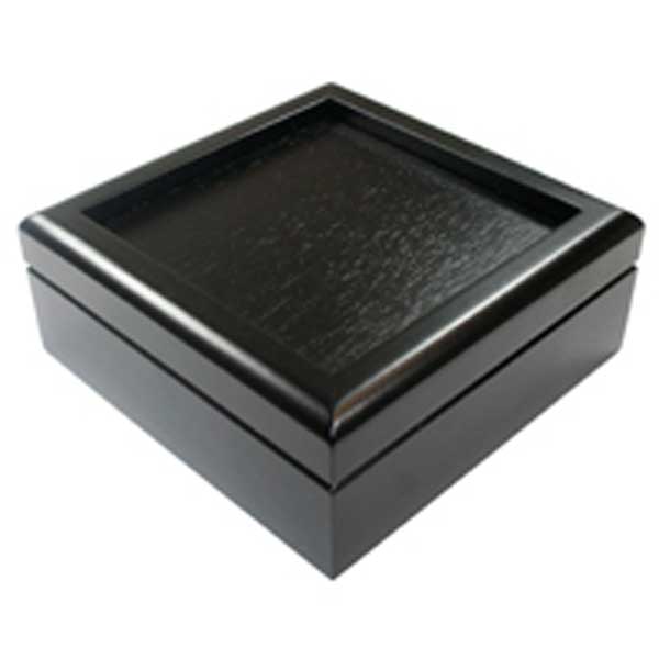 BLACK VELVET LINED HINGED BOX - 4.25"